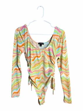 Almost Famous Pastel Swirl Long Sleeve Bodysuit